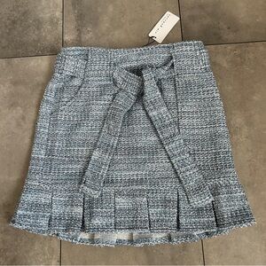 NEW Anthropologie Current Air light blue tweed mini skirt ruffle M